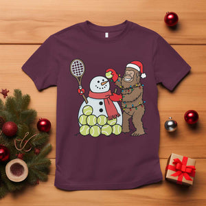 Funny Squatch Christmas Tennis Gift T Shirt Bigfoot Player Enthusiast TS12 Maroon Print Your Wear