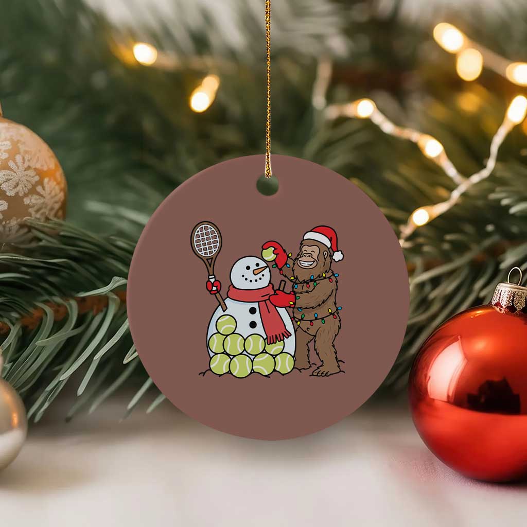 Funny Squatch Christmas Tennis Gift Ceramic Ornament Bigfoot Player Enthusiast TS12 1pc Mocha Print Your Wear