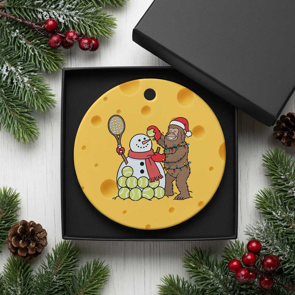 Funny Squatch Christmas Tennis Gift Ceramic Ornament Bigfoot Player Enthusiast TS12 1pc Yellow Cheese Print Your Wear