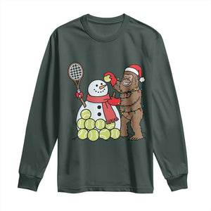 Funny Squatch Christmas Tennis Gift Long Sleeve Shirt Bigfoot Player Enthusiast TS12 Dark Forest Green Print Your Wear