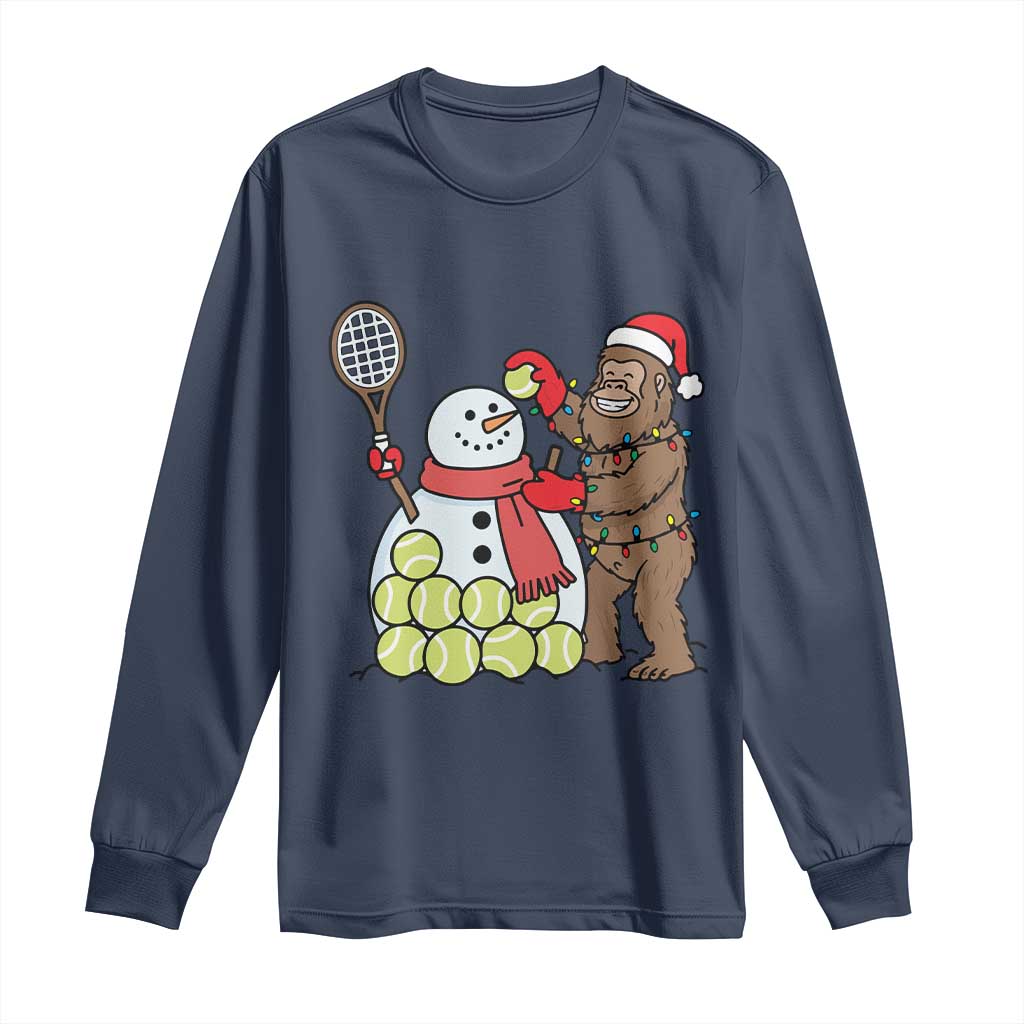 Funny Squatch Christmas Tennis Gift Long Sleeve Shirt Bigfoot Player Enthusiast TS12 Navy Print Your Wear