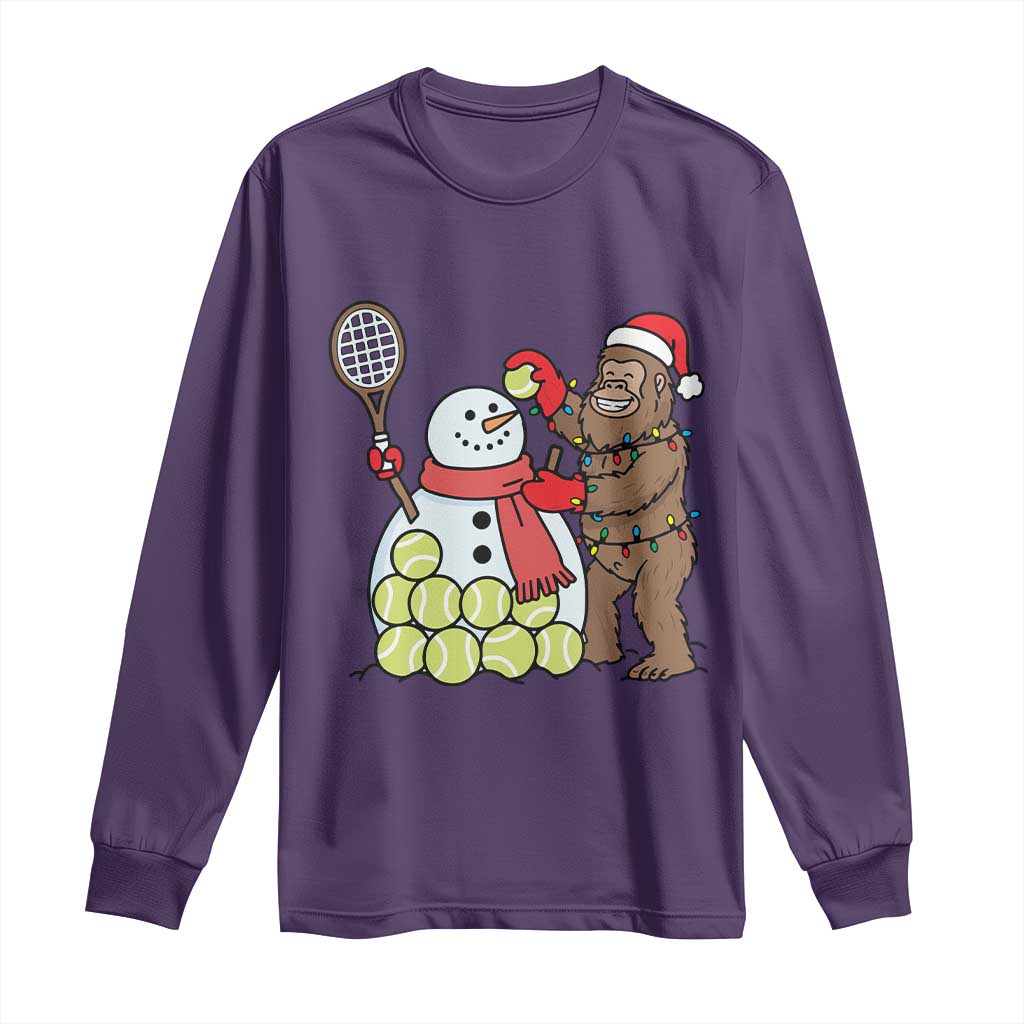 Funny Squatch Christmas Tennis Gift Long Sleeve Shirt Bigfoot Player Enthusiast TS12 Purple Print Your Wear