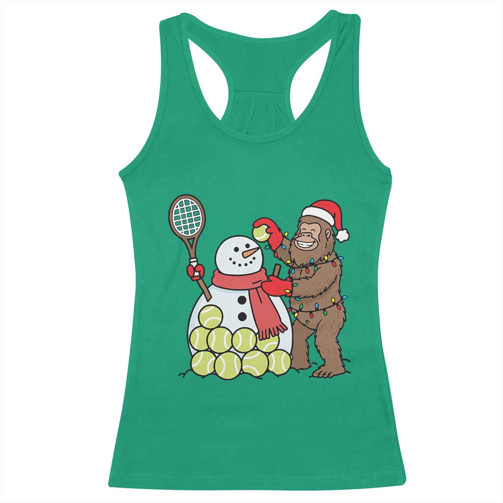 Funny Squatch Christmas Tennis Gift Racerback Tank Top Bigfoot Player Enthusiast TS12 Irish Green Print Your Wear
