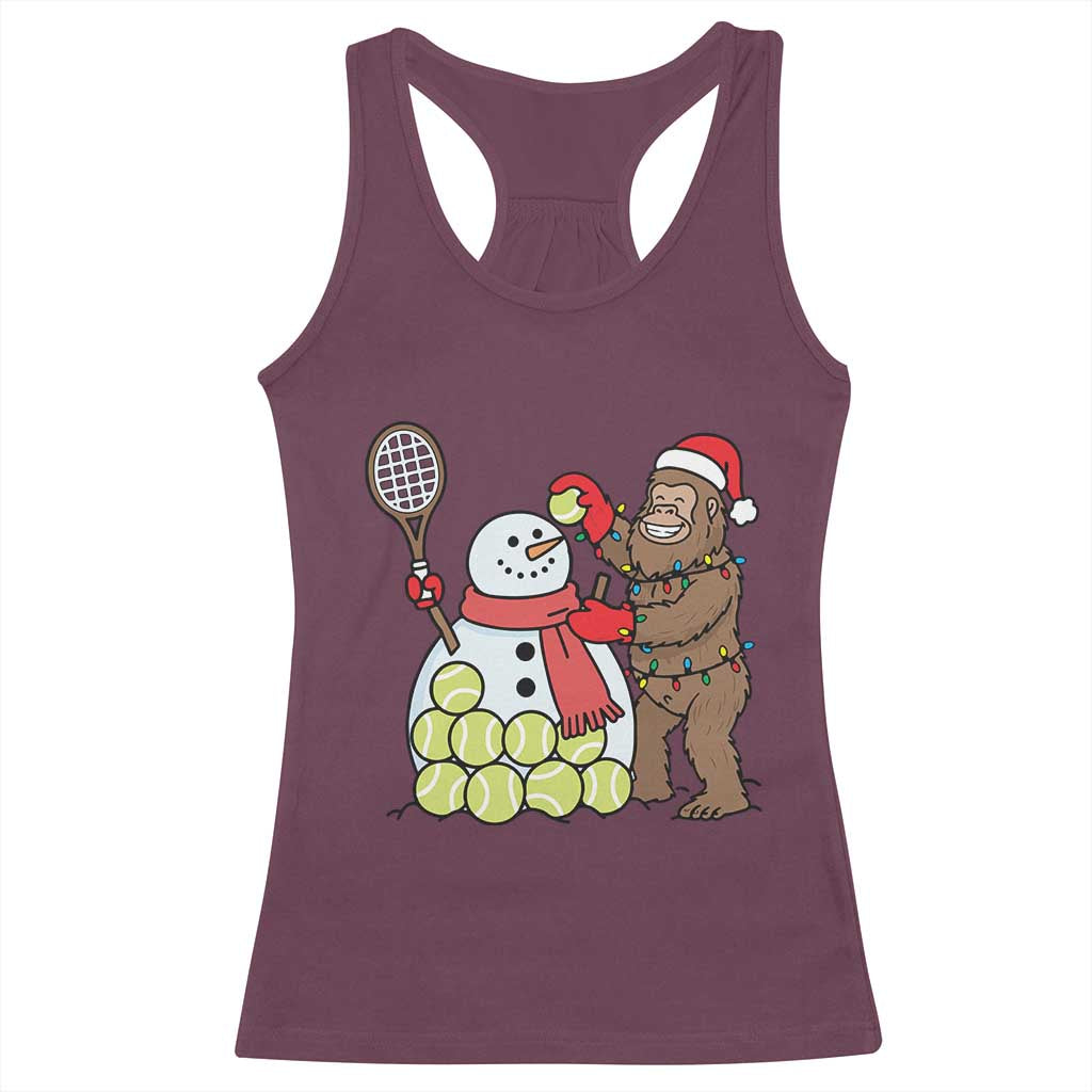 Funny Squatch Christmas Tennis Gift Racerback Tank Top Bigfoot Player Enthusiast TS12 Maroon Print Your Wear