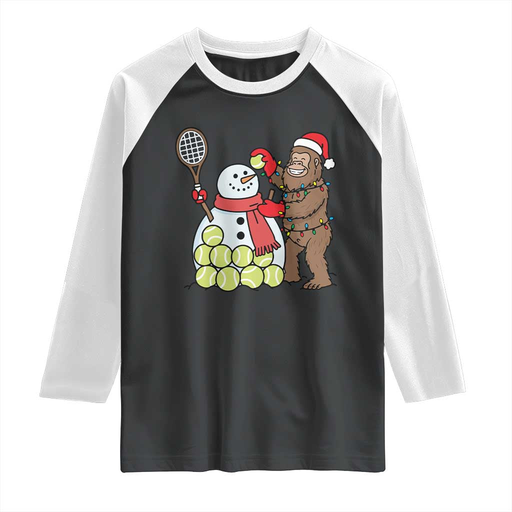 Funny Squatch Christmas Tennis Gift Raglan Shirt Bigfoot Player Enthusiast TS12 Black White Print Your Wear