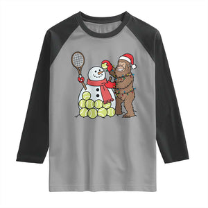 Funny Squatch Christmas Tennis Gift Raglan Shirt Bigfoot Player Enthusiast TS12 Sport Gray Black Print Your Wear