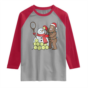 Funny Squatch Christmas Tennis Gift Raglan Shirt Bigfoot Player Enthusiast TS12 Sport Gray Red Print Your Wear