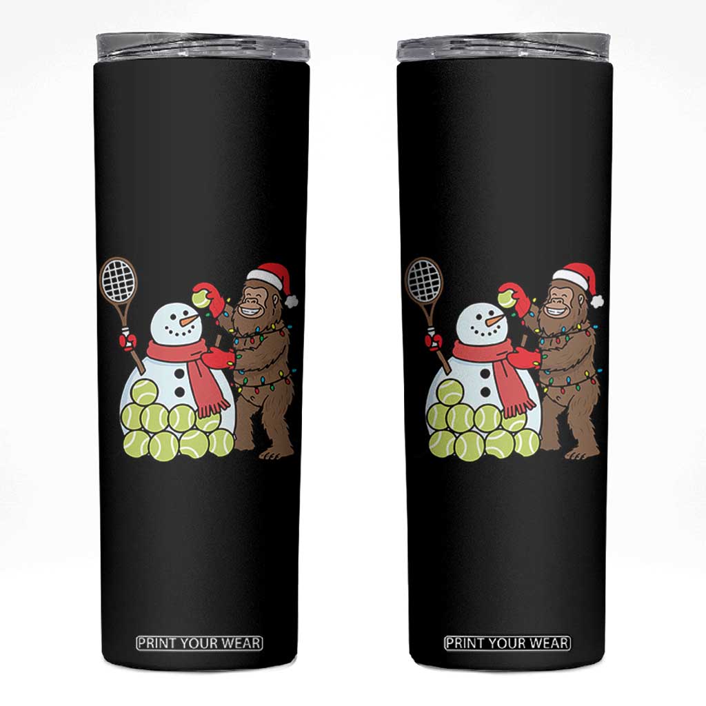 Funny Squatch Christmas Tennis Gift Skinny Tumbler Bigfoot Player Enthusiast TS12 Black Print Your Wear