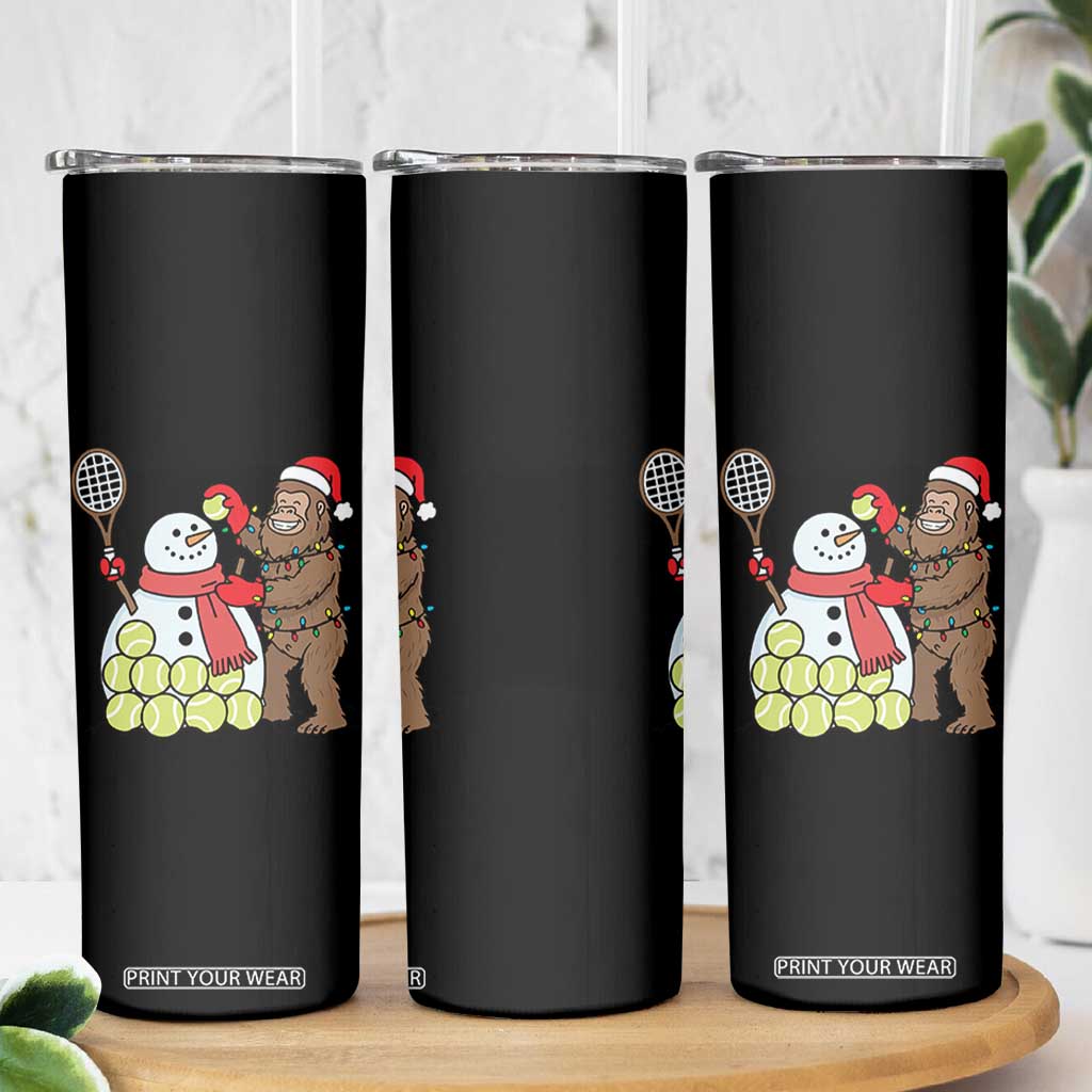 Funny Squatch Christmas Tennis Gift Skinny Tumbler Bigfoot Player Enthusiast TS12 Print Your Wear
