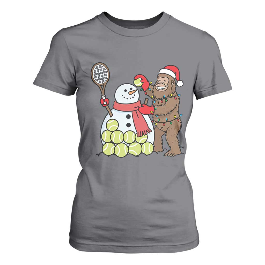 Funny Squatch Christmas Tennis Gift T Shirt For Women Bigfoot Player Enthusiast TS12 Charcoal Print Your Wear