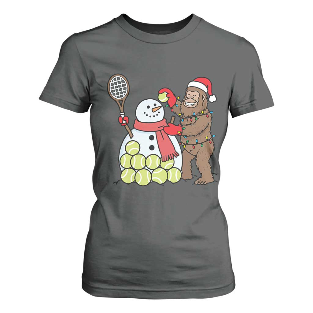 Funny Squatch Christmas Tennis Gift T Shirt For Women Bigfoot Player Enthusiast TS12 Dark Heather Print Your Wear