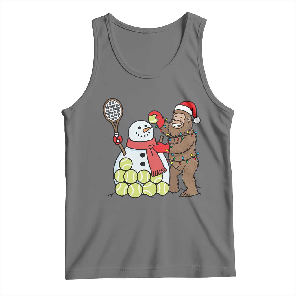 Funny Squatch Christmas Tennis Gift Tank Top Bigfoot Player Enthusiast TS12 Black Heather Print Your Wear
