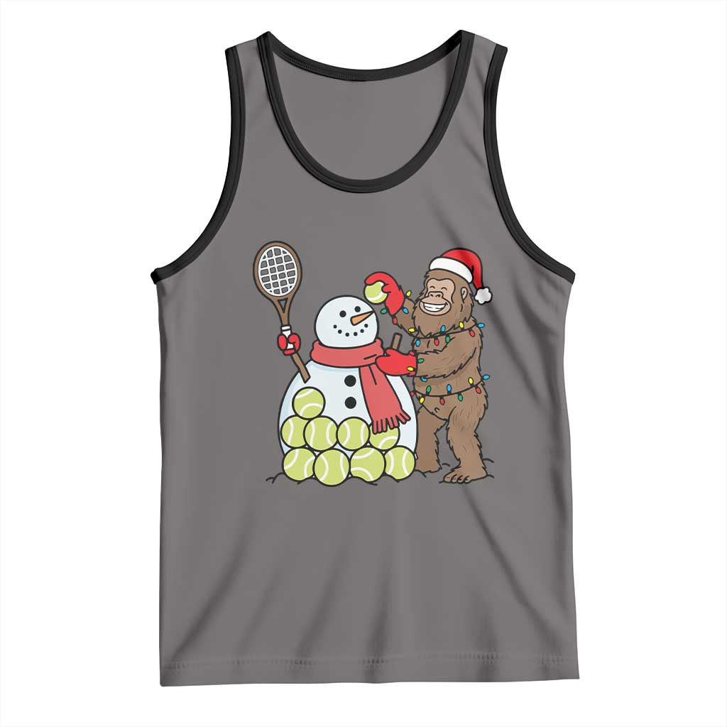 Funny Squatch Christmas Tennis Gift Tank Top Bigfoot Player Enthusiast TS12 Deep Heather Black Print Your Wear