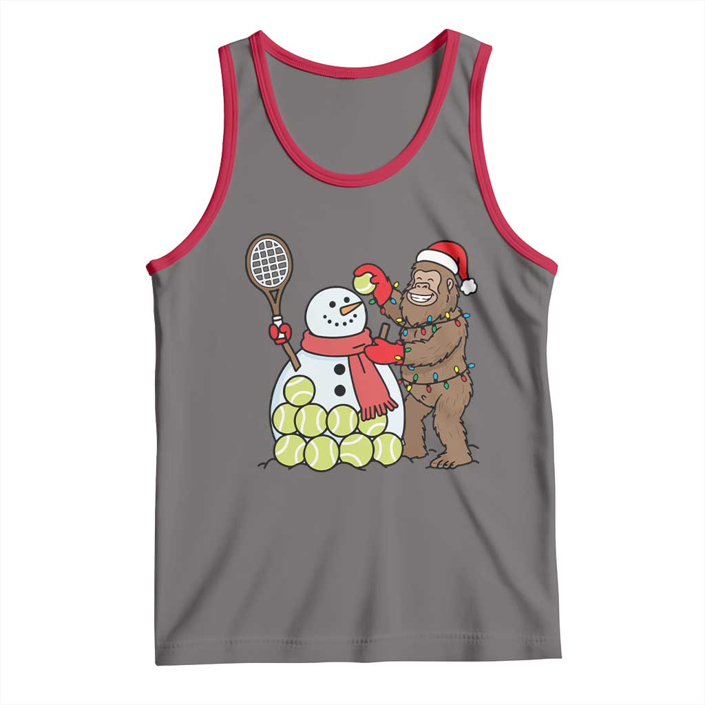 Funny Squatch Christmas Tennis Gift Tank Top Bigfoot Player Enthusiast TS12 Deep Heather Red Print Your Wear