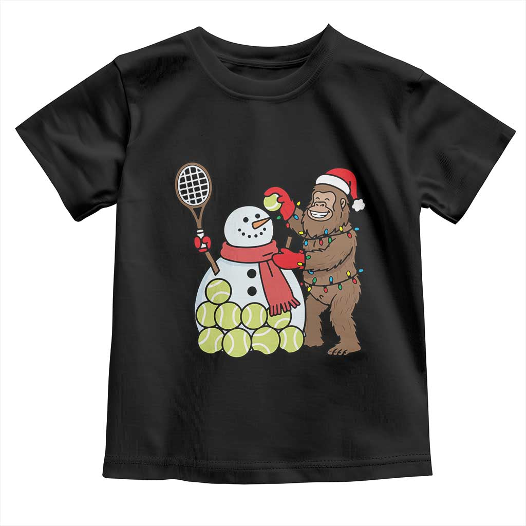 Funny Squatch Christmas Tennis Gift Toddler T Shirt Bigfoot Player Enthusiast TS12 Black Print Your Wear