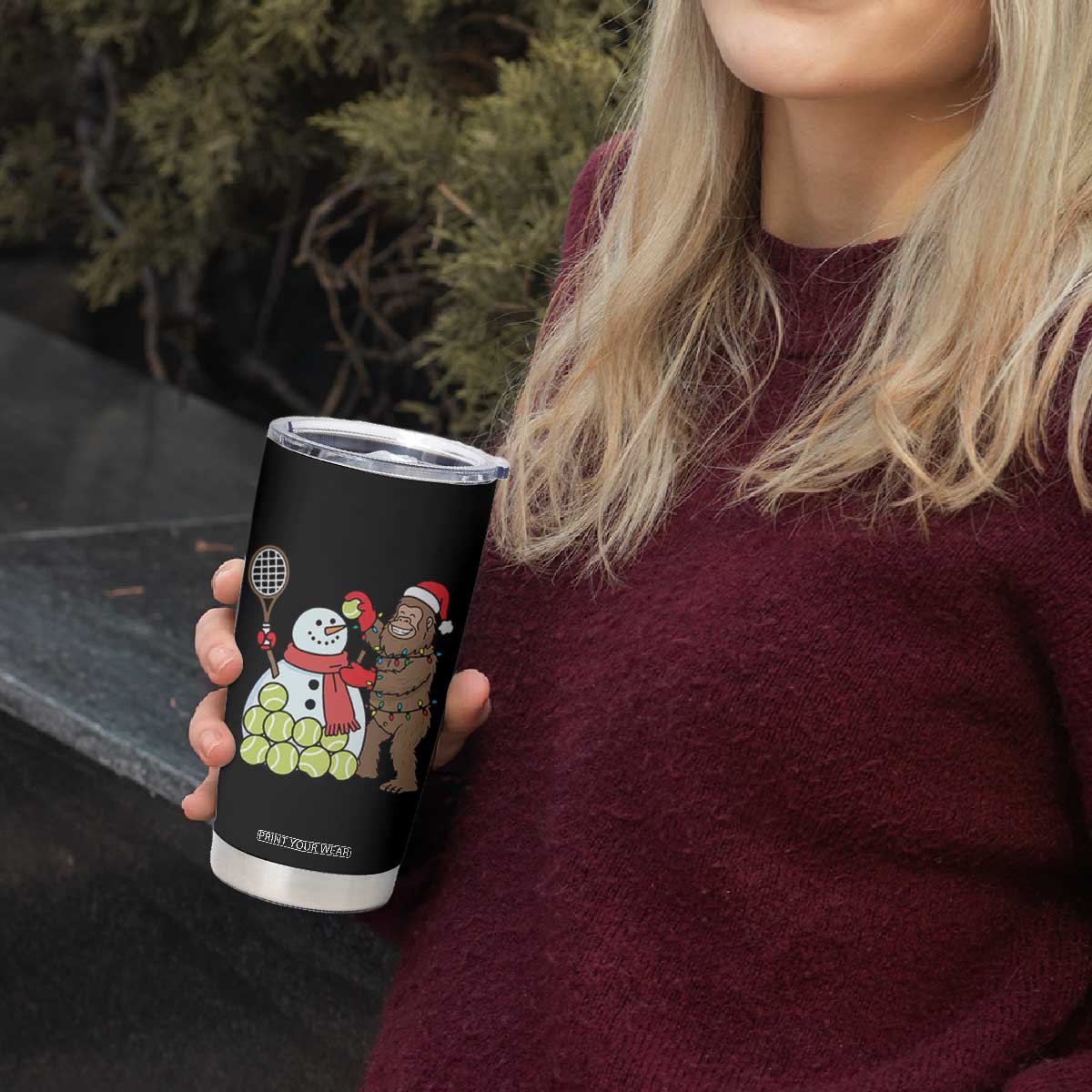 Funny Squatch Christmas Tennis Gift Tumbler Cup Bigfoot Player Enthusiast TS12 Print Your Wear
