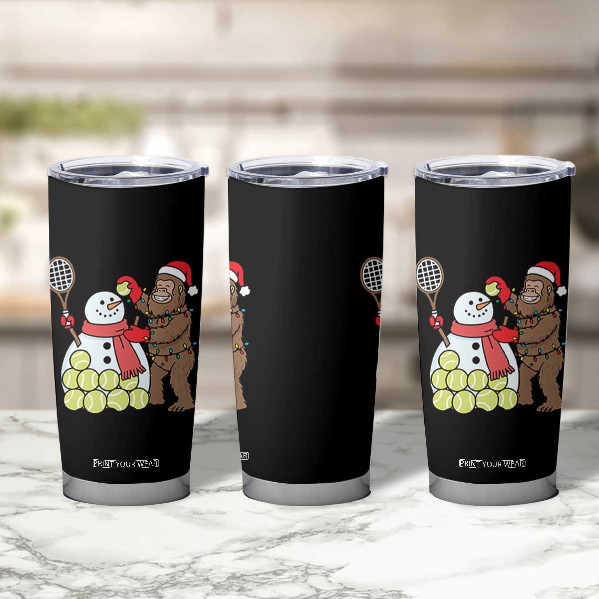 Funny Squatch Christmas Tennis Gift Tumbler Cup Bigfoot Player Enthusiast TS12 Print Your Wear