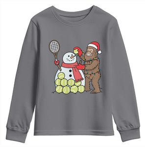 Funny Squatch Christmas Tennis Gift Youth Sweatshirt Bigfoot Player Enthusiast TS12 Charcoal Print Your Wear