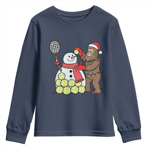 Funny Squatch Christmas Tennis Gift Youth Sweatshirt Bigfoot Player Enthusiast TS12 Navy Print Your Wear
