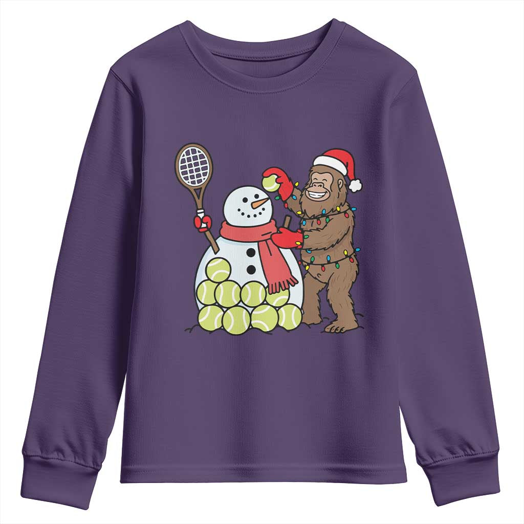 Funny Squatch Christmas Tennis Gift Youth Sweatshirt Bigfoot Player Enthusiast TS12 Purple Print Your Wear