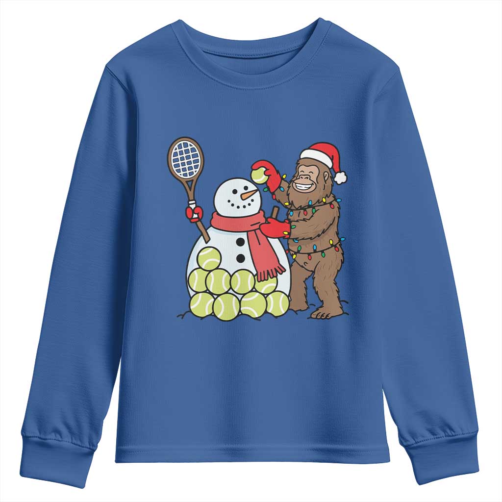 Funny Squatch Christmas Tennis Gift Youth Sweatshirt Bigfoot Player Enthusiast TS12 Royal Blue Print Your Wear