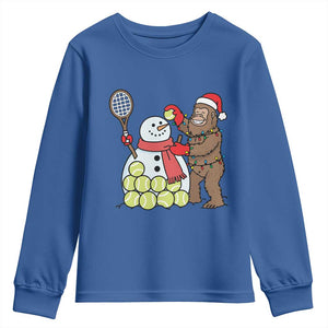 Funny Squatch Christmas Tennis Gift Youth Sweatshirt Bigfoot Player Enthusiast TS12 Royal Blue Print Your Wear