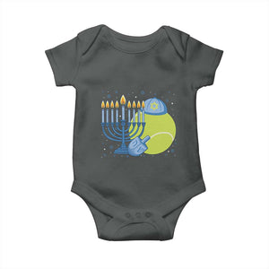 Jewish Tennis Player Hanukkah Baby Onesie Funny Racquet Lover Gift TS12 Dark Heather Print Your Wear