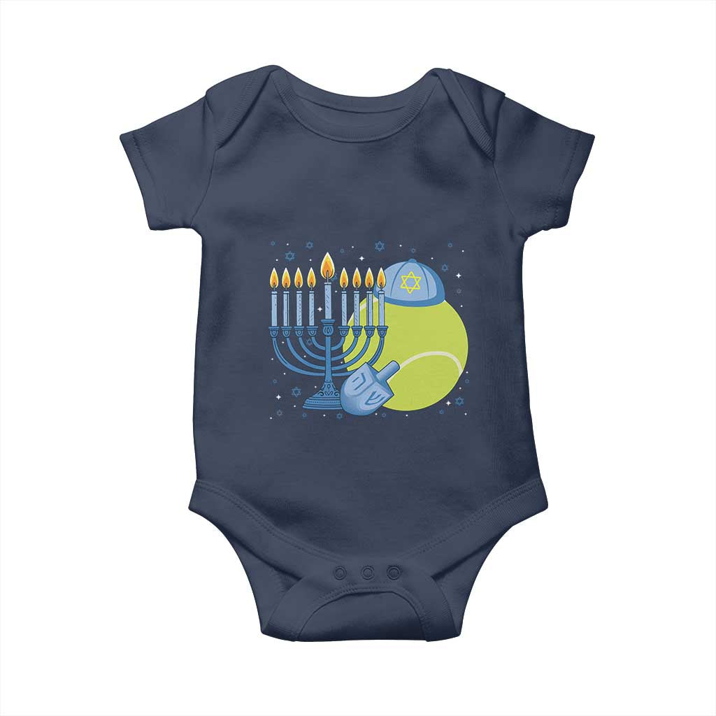 Jewish Tennis Player Hanukkah Baby Onesie Funny Racquet Lover Gift TS12 Navy Print Your Wear