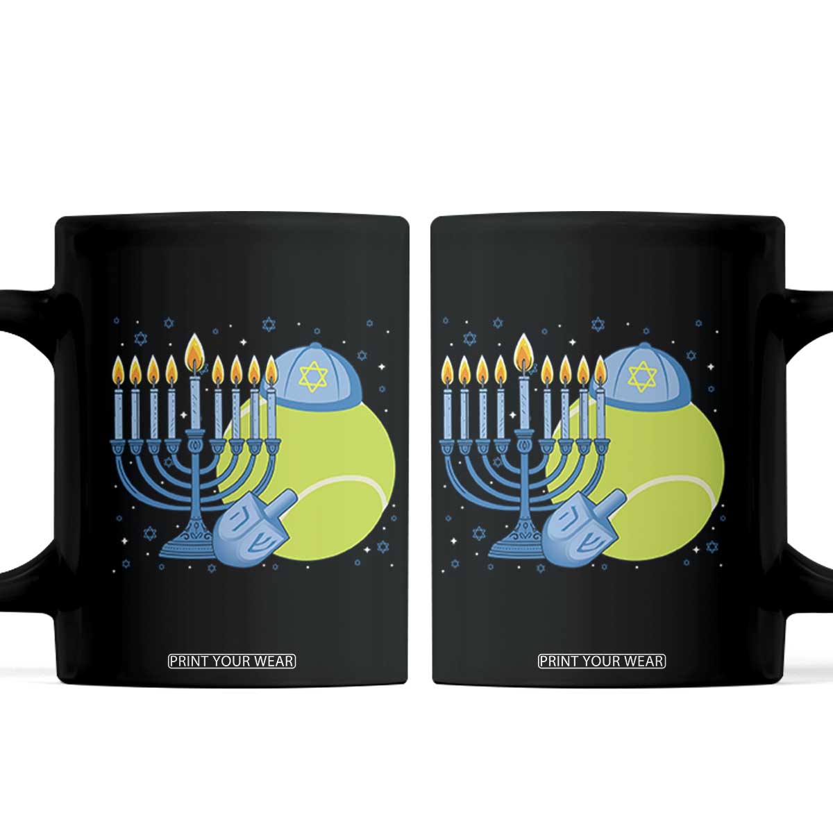 Jewish Tennis Player Hanukkah Coffee Mug Funny Racquet Lover Gift TS12 Black Print Your Wear