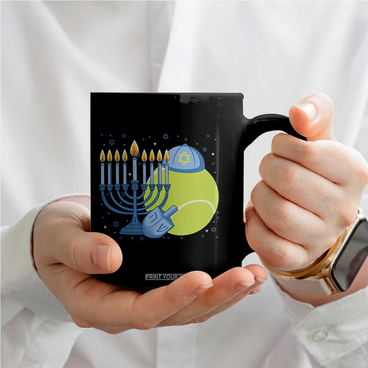 Jewish Tennis Player Hanukkah Coffee Mug Funny Racquet Lover Gift TS12 Print Your Wear