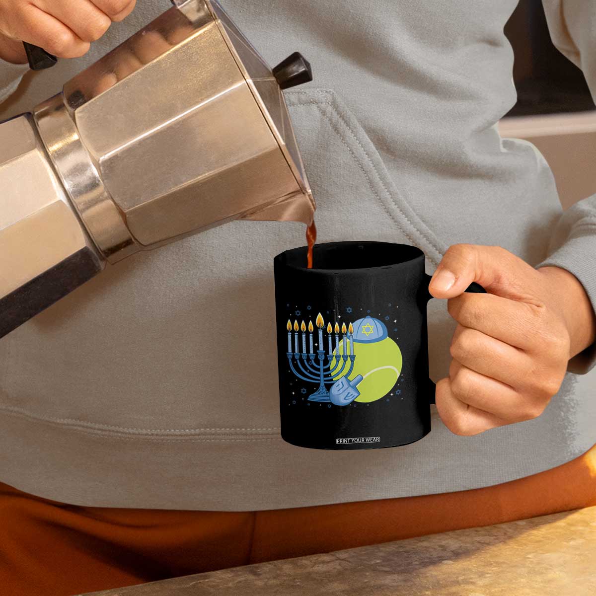 Jewish Tennis Player Hanukkah Coffee Mug Funny Racquet Lover Gift TS12 Print Your Wear