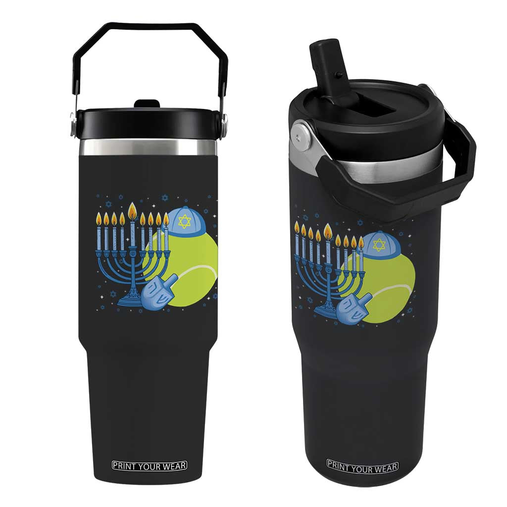 Jewish Tennis Player Hanukkah Flip Straw Tumbler Funny Racquet Lover Gift TS12 One Size: 30 oz Black Print Your Wear
