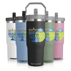 Jewish Tennis Player Hanukkah Flip Straw Tumbler Funny Racquet Lover Gift TS12 Print Your Wear