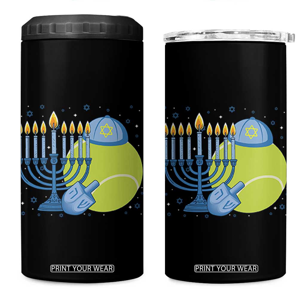 Jewish Tennis Player Hanukkah 4 in 1 Can Cooler Tumbler Funny Racquet Lover Gift TS12 One Size: 16 oz Black Print Your Wear