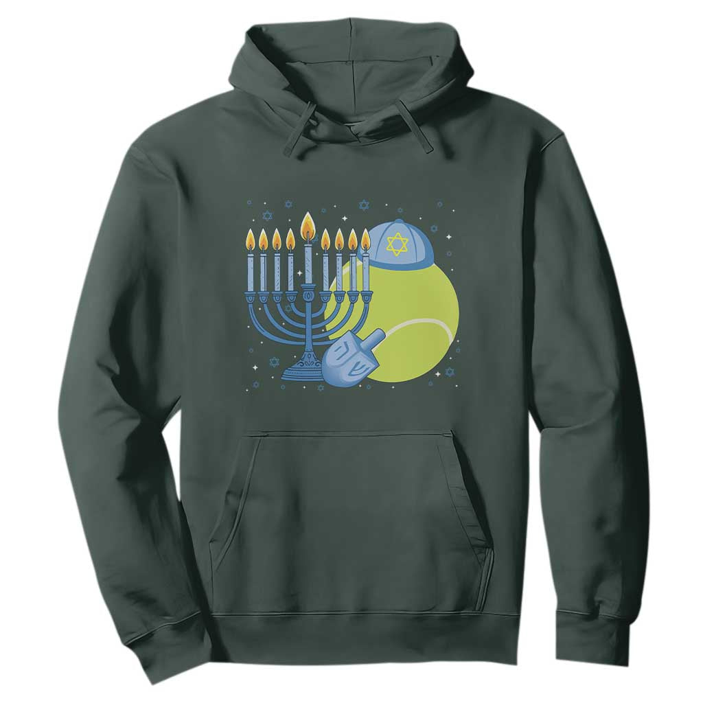 Jewish Tennis Player Hanukkah Hoodie Funny Racquet Lover Gift TS12 Dark Forest Green Print Your Wear