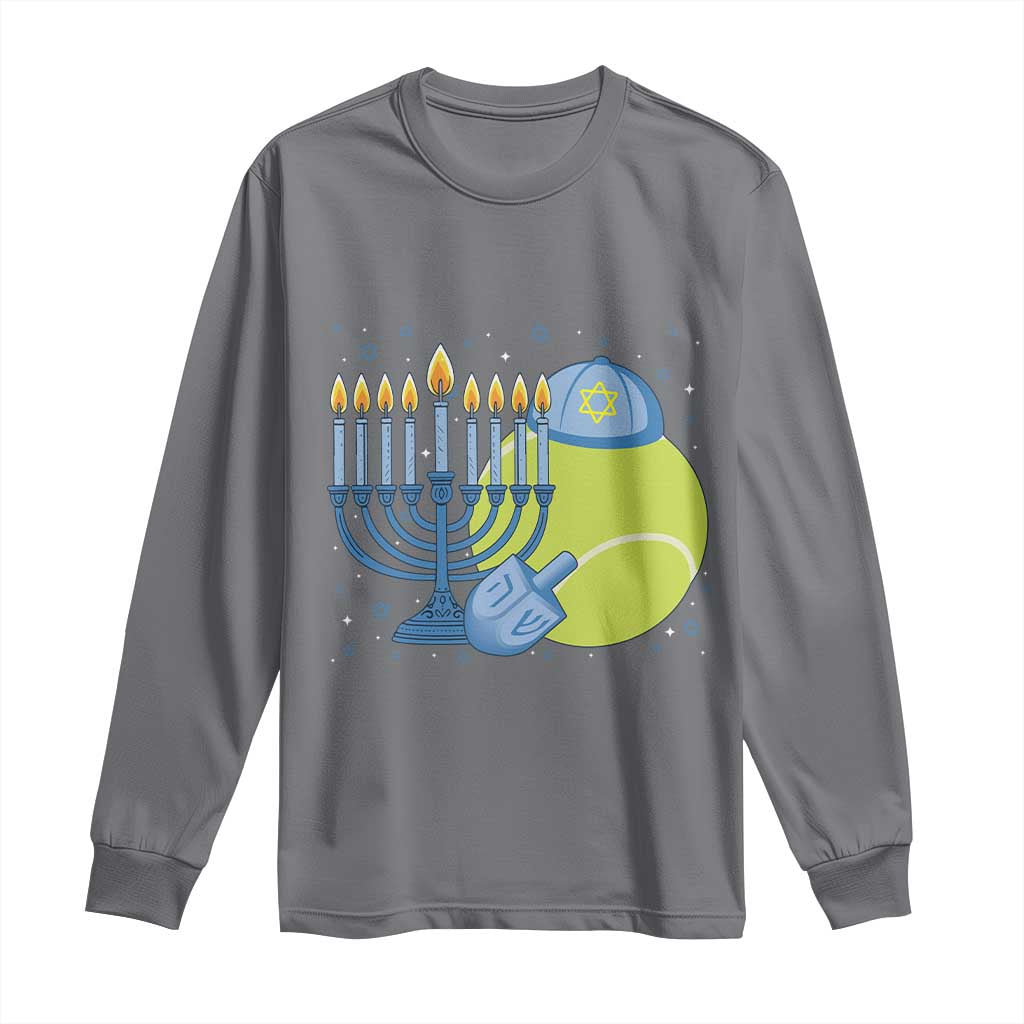 Jewish Tennis Player Hanukkah Long Sleeve Shirt Funny Racquet Lover Gift TS12 Charcoal Print Your Wear