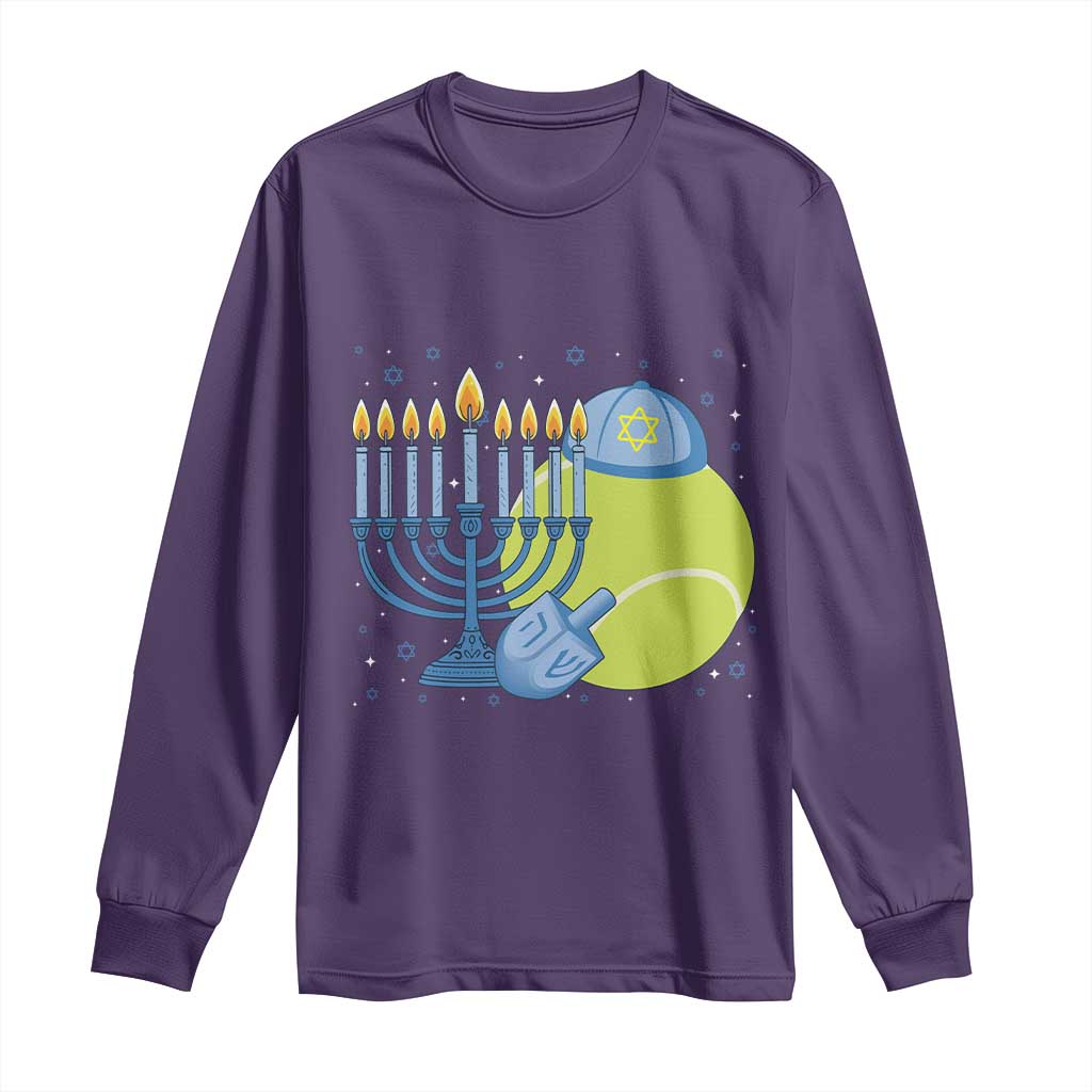 Jewish Tennis Player Hanukkah Long Sleeve Shirt Funny Racquet Lover Gift TS12 Purple Print Your Wear