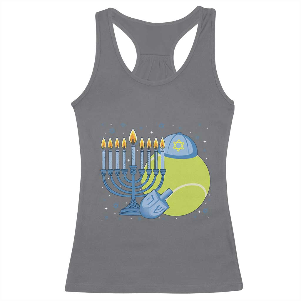 Jewish Tennis Player Hanukkah Racerback Tank Top Funny Racquet Lover Gift TS12 Charcoal Print Your Wear