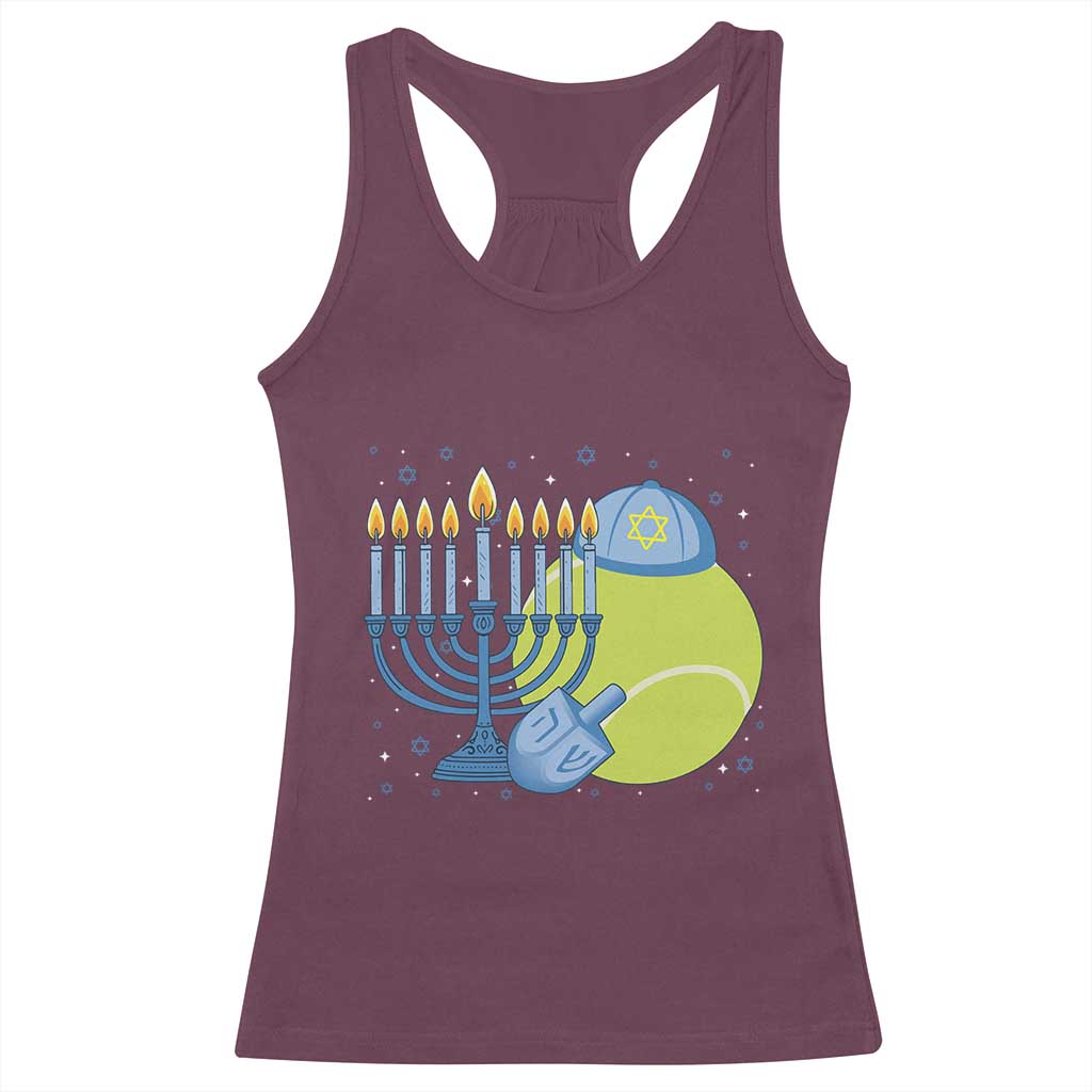 Jewish Tennis Player Hanukkah Racerback Tank Top Funny Racquet Lover Gift TS12 Maroon Print Your Wear
