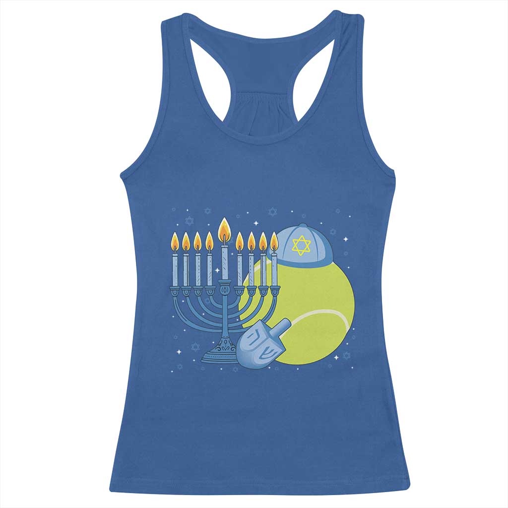 Jewish Tennis Player Hanukkah Racerback Tank Top Funny Racquet Lover Gift TS12 Royal Blue Print Your Wear
