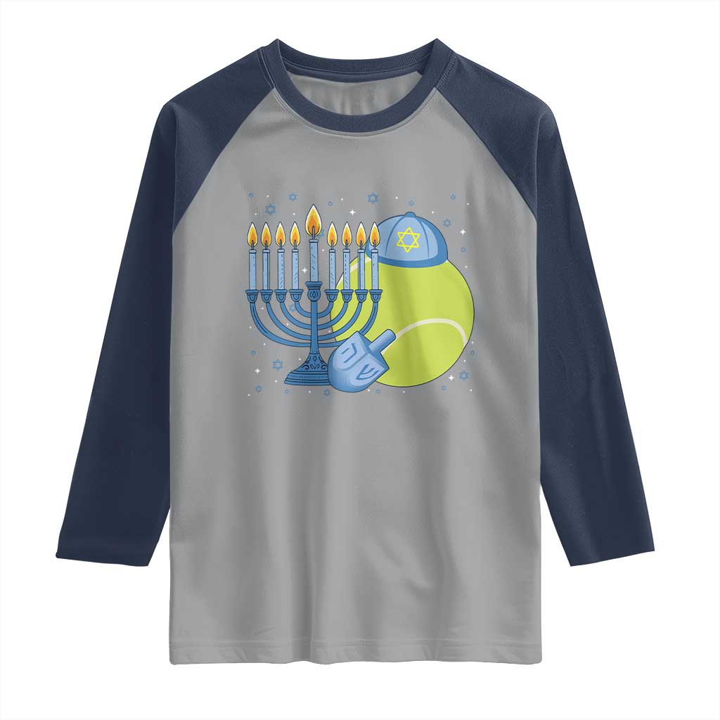 Jewish Tennis Player Hanukkah Raglan Shirt Funny Racquet Lover Gift TS12 Sport Gray Navy Print Your Wear