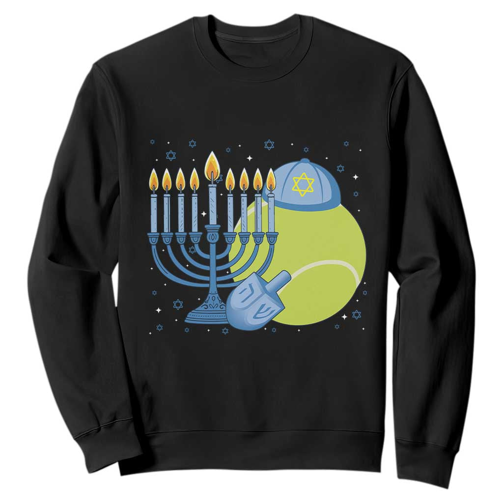 Jewish Tennis Player Hanukkah Sweatshirt Funny Racquet Lover Gift TS12 Black Print Your Wear
