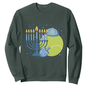 Jewish Tennis Player Hanukkah Sweatshirt Funny Racquet Lover Gift TS12 Dark Forest Green Print Your Wear