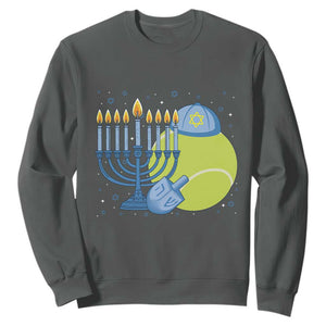 Jewish Tennis Player Hanukkah Sweatshirt Funny Racquet Lover Gift TS12 Dark Heather Print Your Wear