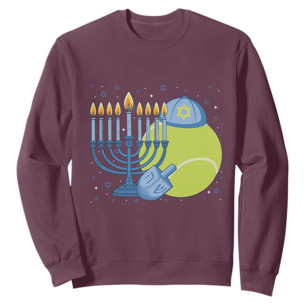 Jewish Tennis Player Hanukkah Sweatshirt Funny Racquet Lover Gift TS12 Maroon Print Your Wear