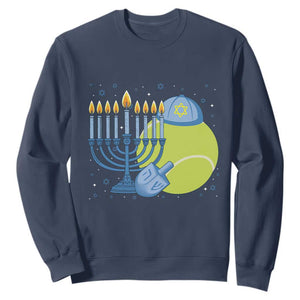 Jewish Tennis Player Hanukkah Sweatshirt Funny Racquet Lover Gift TS12 Navy Print Your Wear