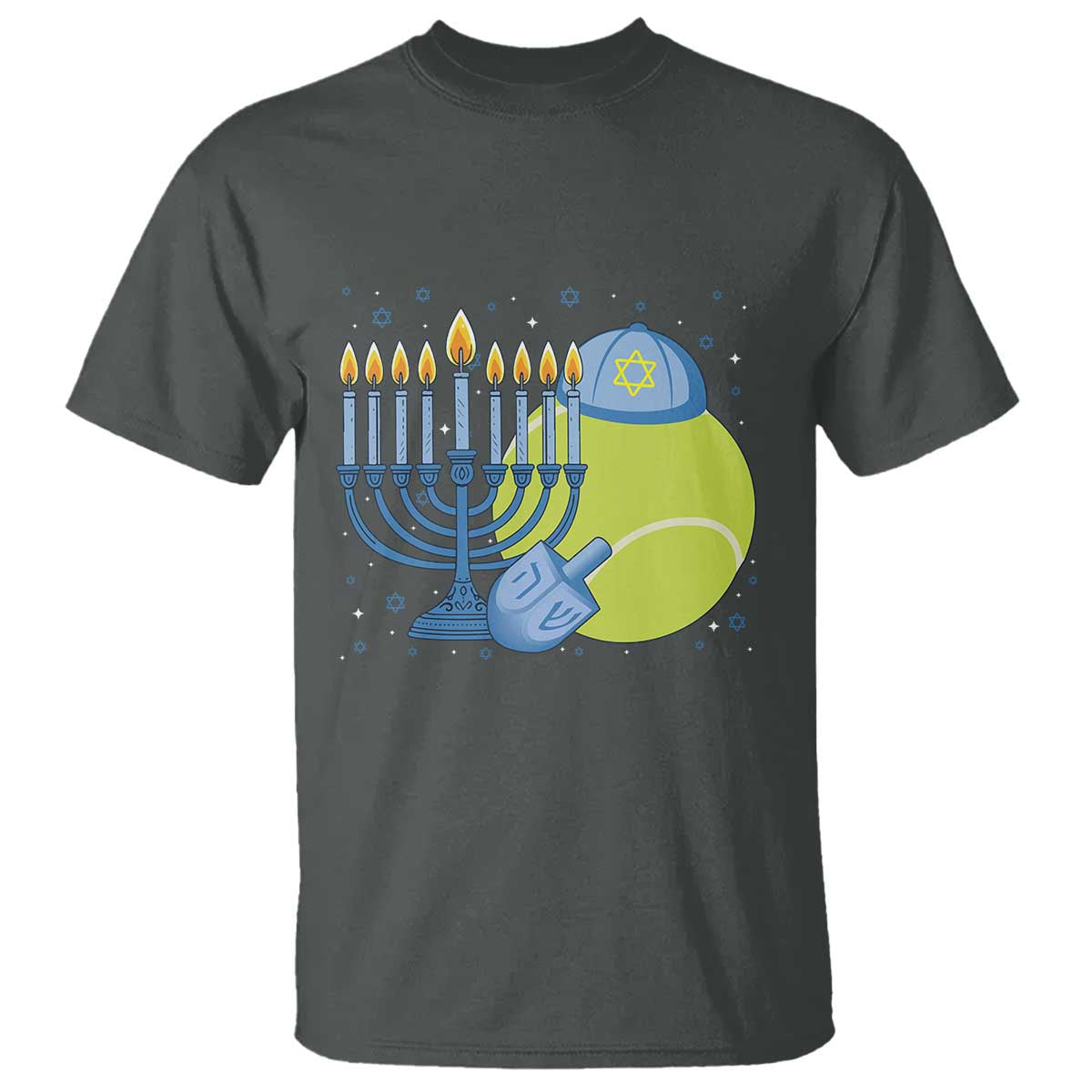 Jewish Tennis Player Hanukkah T Shirt Funny Racquet Lover Gift TS12 Dark Heather Print Your Wear