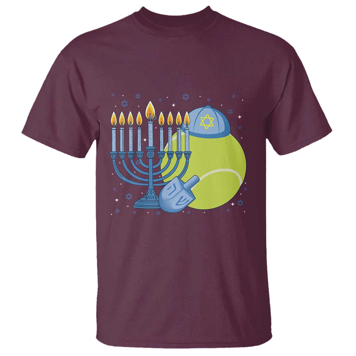 Jewish Tennis Player Hanukkah T Shirt Funny Racquet Lover Gift TS12 Maroon Print Your Wear