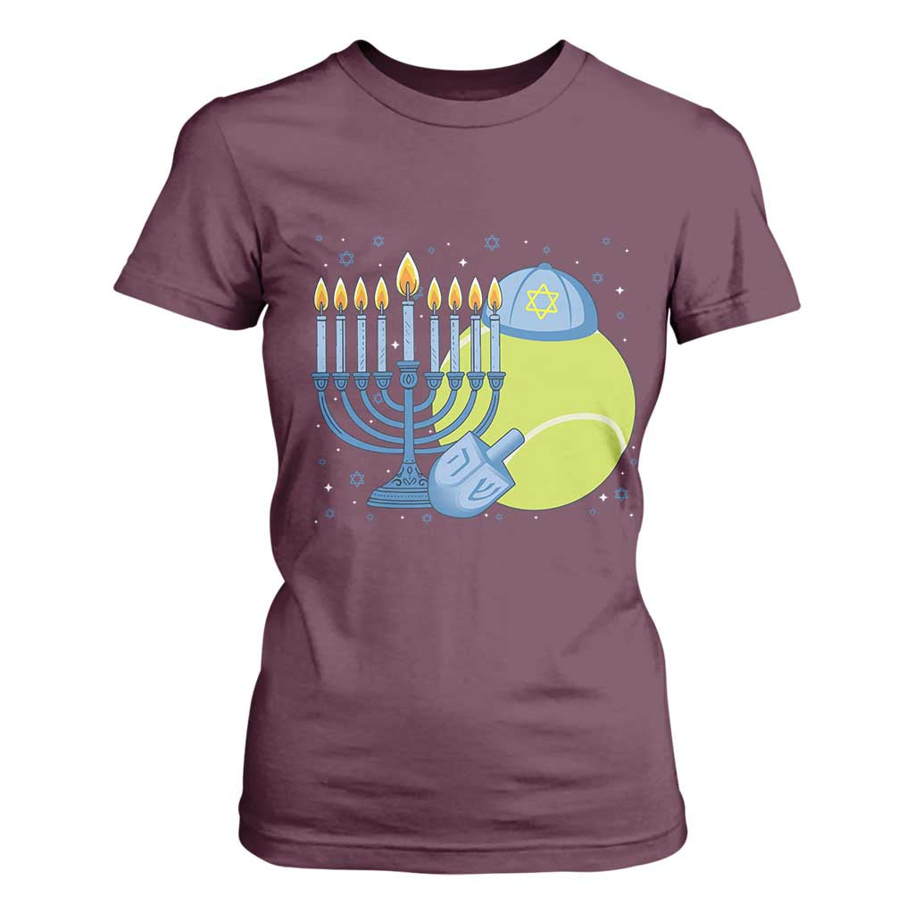 Jewish Tennis Player Hanukkah T Shirt For Women Funny Racquet Lover Gift TS12 Maroon Print Your Wear