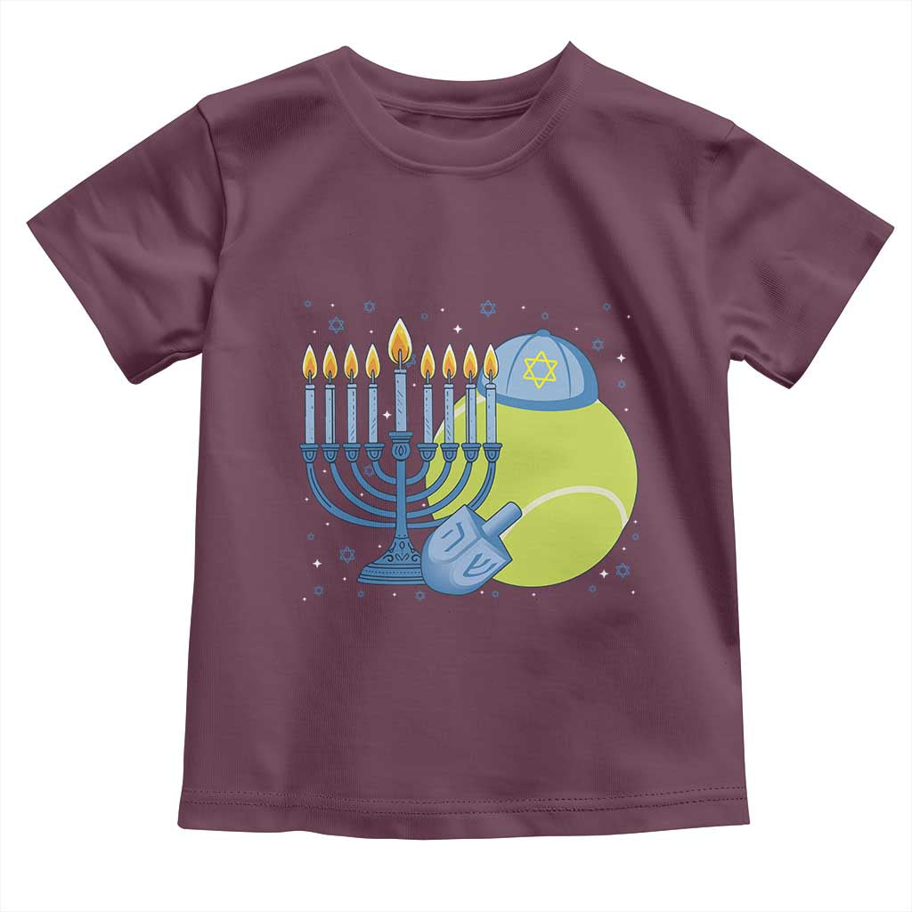 Jewish Tennis Player Hanukkah Toddler T Shirt Funny Racquet Lover Gift TS12 Maroon Print Your Wear